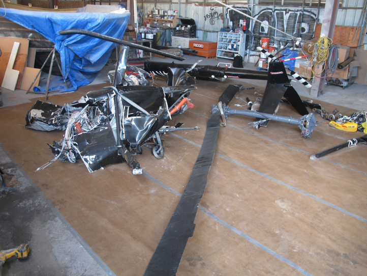 National Transport Safety Board investigation photograph of the wreckage of a Robinson R44 N144KW that crashed July 11 in Kekaha.